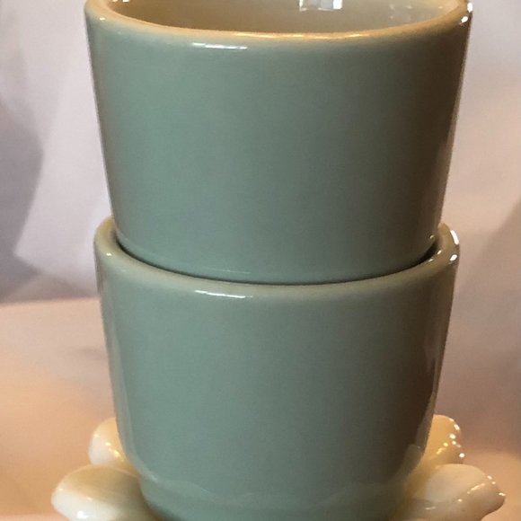 LILIEN PORZELLAN BLUE WITH WHITE POACHEDEGG CUPS AUSTRIAc1950